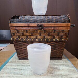 Pair of Vintage Opalescent White Swirl Glass Tumblers